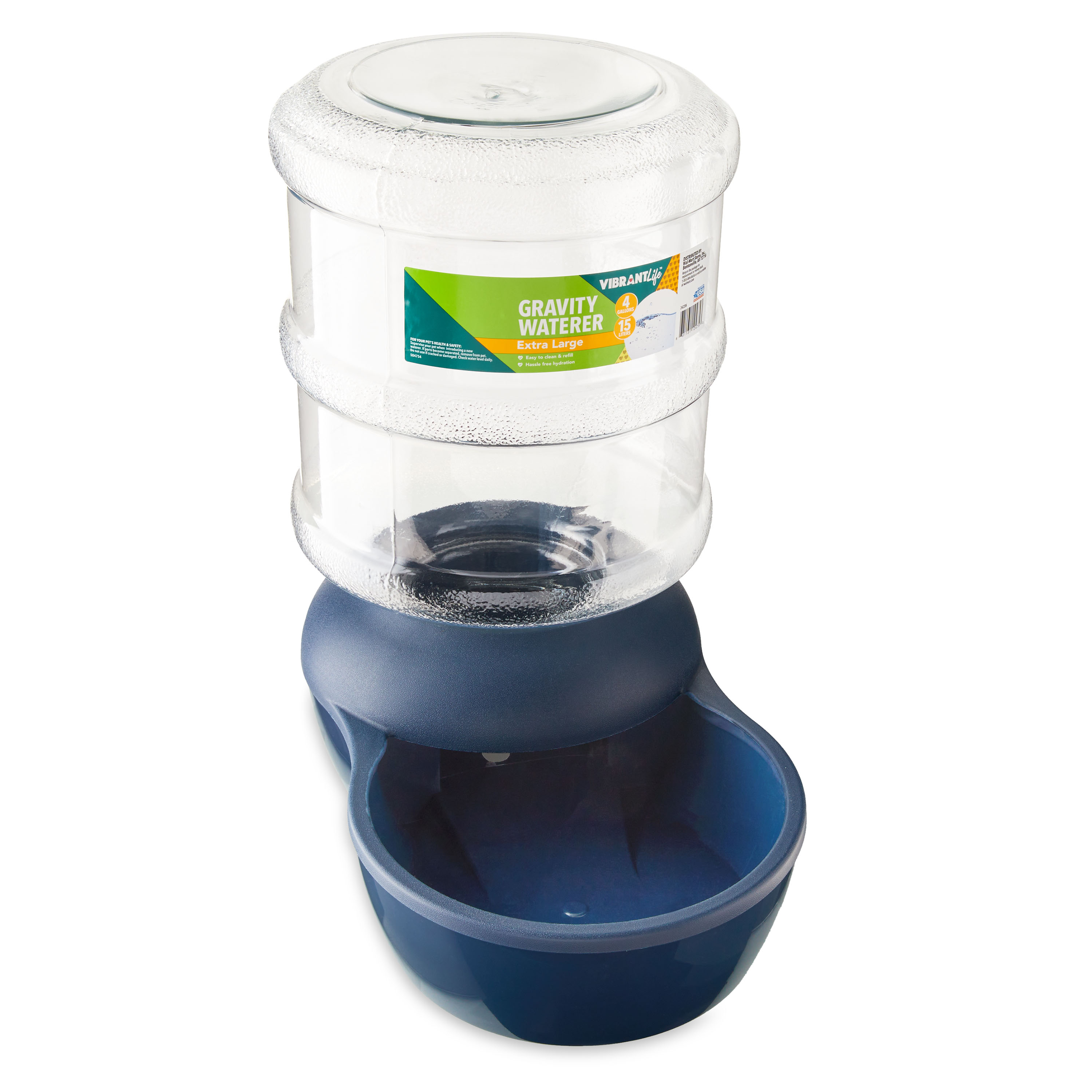Vibrant Life Gravity Pet Waterer, Blue, X-Large for Dogs and Cats, 4 Gallons (Size: Extra Large)